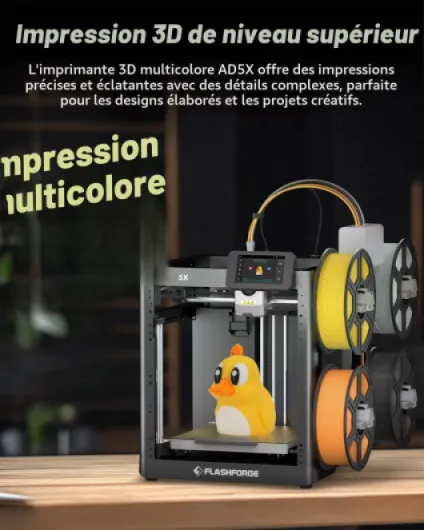 AD5X Imprimante 3D Multicolore, CoreXY 600mm/s Niveau Automatique Haute Vitesse 300°C Extrudeuse à Entraînement Direct, Volume de Construction 220x220x220mm