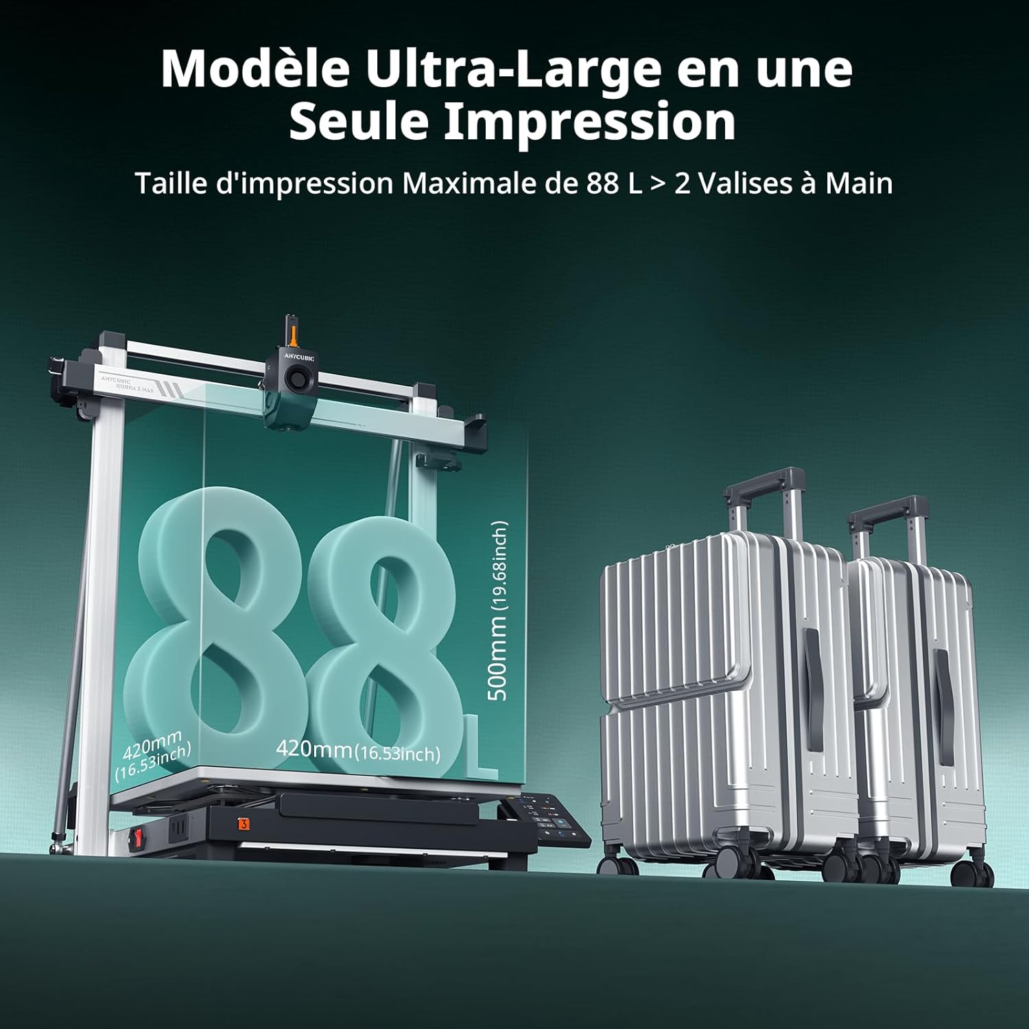 Kobra 3 Max Combo Imprimante 3D, Intelligente Multicolore Impression, 600 mm/s Haute Vitesse, Auto Nivellement Imprimer, Taille d'impression 420 * 420 * 500mm