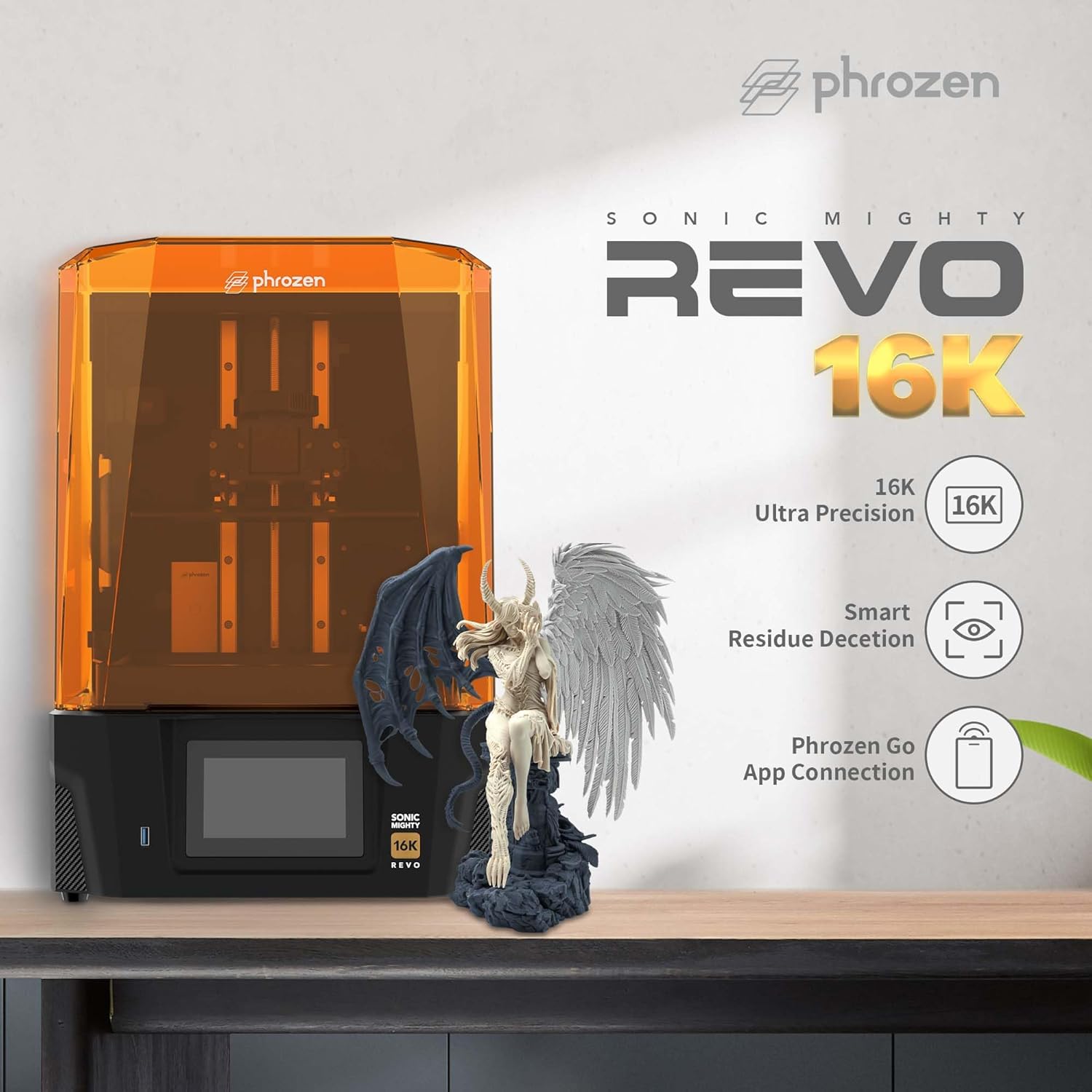 Sonic Mighty Revo 16K Imprimante 3D en Résine, LCD Mono 10.1", Résolution 14x19 µm, Volume 211x118x235 mm, Calibration Simple, Détection De Pannes, Contrôle par Application Multi-Imprimantes