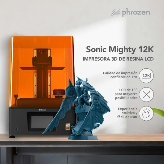 Sonic Mighty 12K Imprimante 3D en Résine - Haute Précision 8K Monochrome 10 Pouces Écran LCD - 405nm UV Photopolymérisation en Résine - Grande Taille d'impression 218x123x235 mm