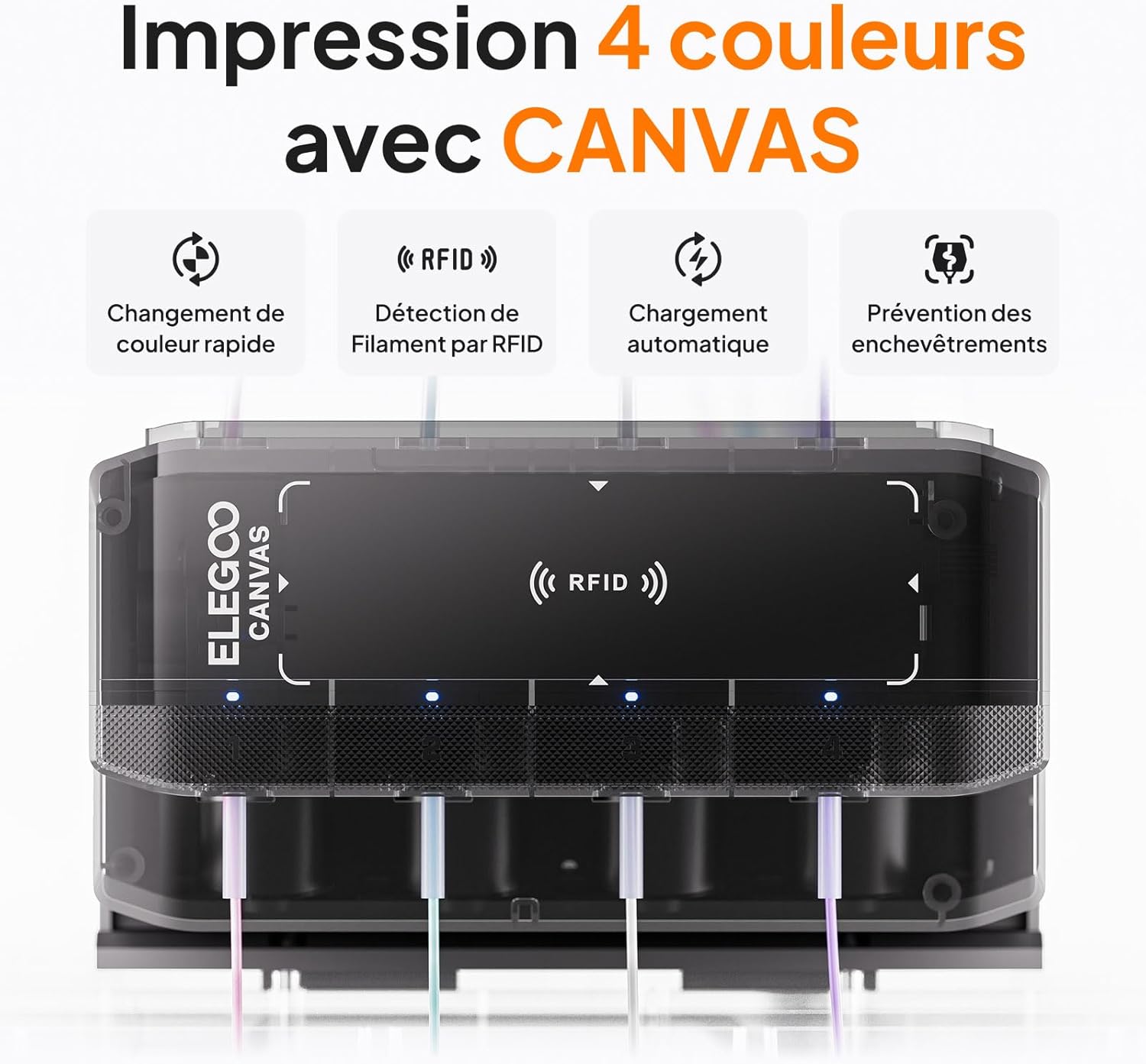 Centauri Carbon 2 Combo Imprimante 3D Multicouleur, CoreXY 500 mm/s Impression Haute Vitesse avec Calibration Automatique, Buse 350°C, Prête à l’Emploi, Volume d’Impression 256×256×256 mm