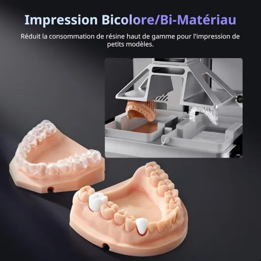 Photon P1 avec Plateforme d'impression Bi-Couleur/Bi-matériau Imprimante 3D Résine HD 14K, Grand Volume 6,5L, Imprimante 3D Précise pour Bijouterie et Modélisme,Support en résine 8000 CPS