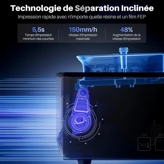 Mars 5 Ultra Imprimante 3D Résine MSLA, Écran LCD 9K, Nivellement Automatique, Impression Haute Vitesse 150 mm/h, Capteur Mécanique Intelligent, Grande Taille d'Impression 153,36*77,76*165mm³