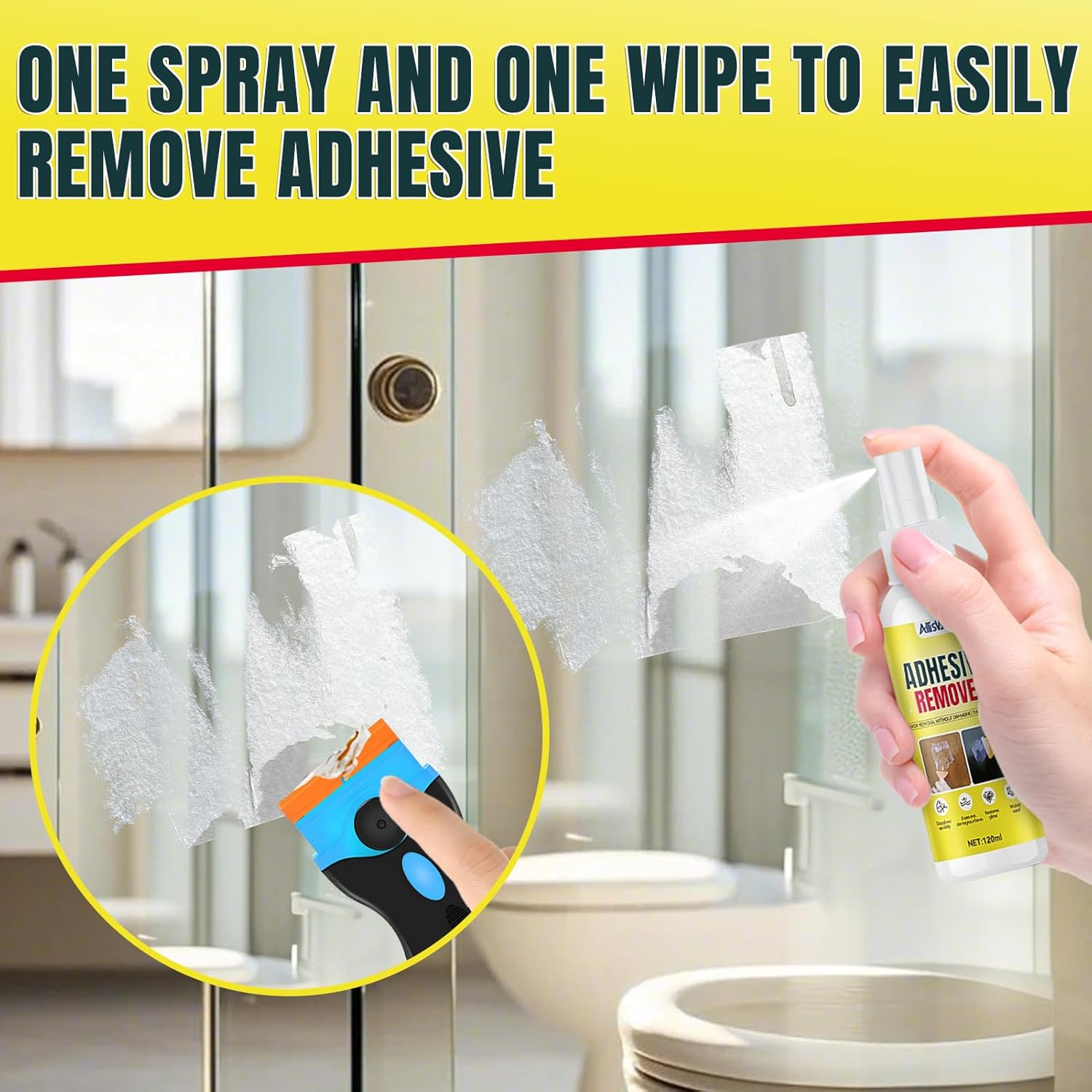 120 ml Dissolvant Colle, Decolle Etiquette, Dissolvant Pour Résidus de Colle, Idéal pour les Portes, Fenêtres, Voitures, Murs - Élimine Rapidement les Résidus de Colle