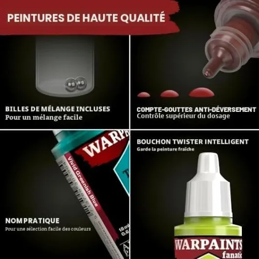 , Warpaints Fanatic Most Wanted Paint Set, 22 x 18 ml Peintures Acryliques incl - Teintes de Peau, Métalliques, Effets, Lavis, Apprêt & 1 Figurine - Peinture D&D & Warhammer.