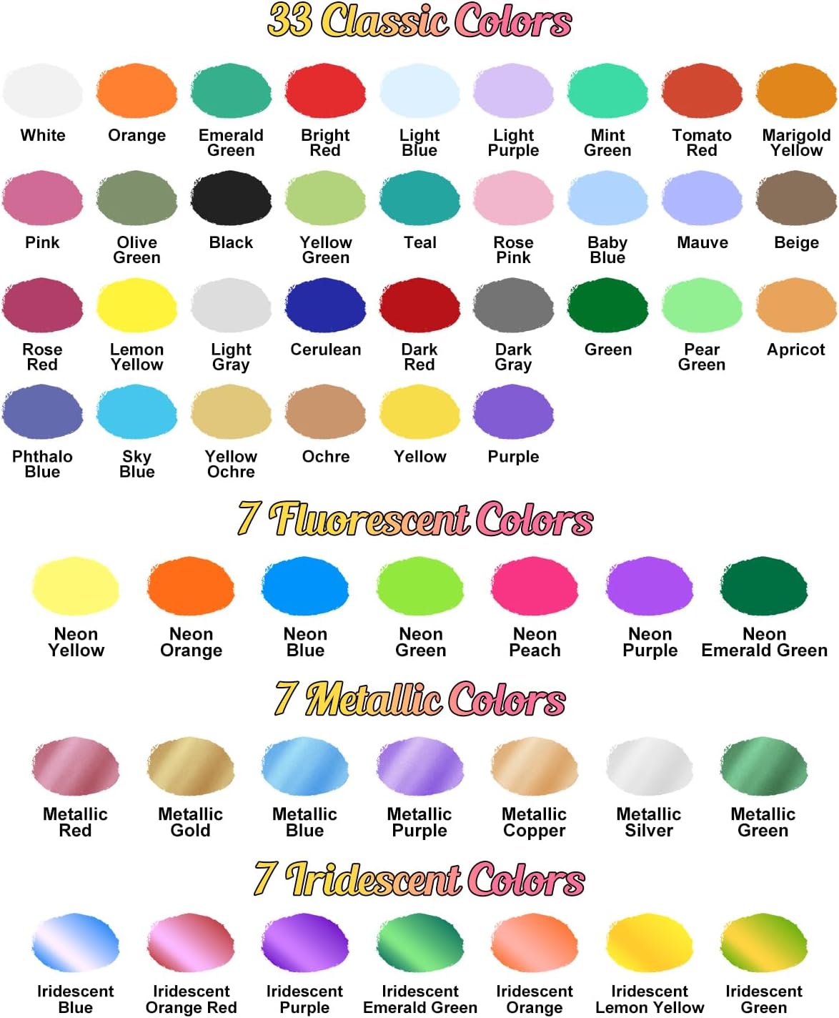 Peinture Aérographe - 54 Couleurs avec 250 ml Diluants, Peinture Acrylique Irisées, Néon et Métalliques Prêtes à l'Emploi, Set de Peinture Aérographe à Base d'Eau 54 couleurs avec diluant de 250 ml