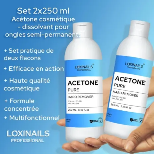 Test Acétone pour ongles SET 2x250ml LoxiNails : le kit simple qui fait le job pour le semi-permanent