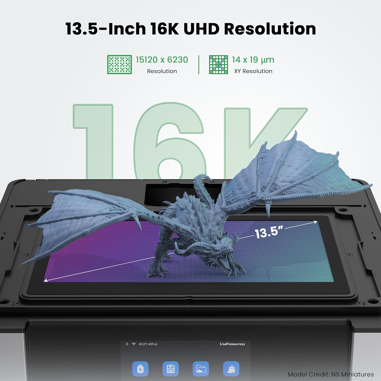 Grande imprimante 3D en résine GK3 Ultra 13,5" 16K UHD Mono écran LCD 3D imprimante résine 300 x 160 x 300 mm avec système de Chauffage Intelligent automatiquement reconnu