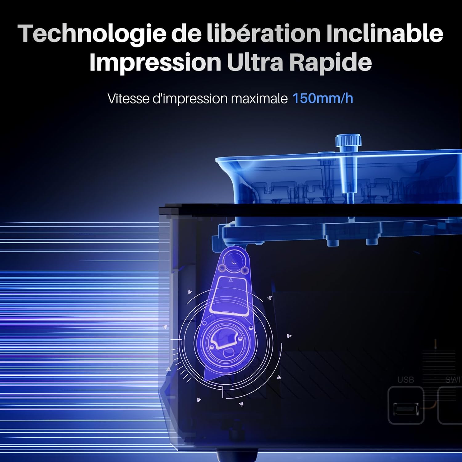 Saturn 4 Ultra Imprimante 3D Résine 12K MSLA, Nivellement Automatique, Impression 3D Rapide à 150mm/h, Caméra AI, Impression en Cluster WiFi, Grande Taille d'impression 220 * 122,88 * 218,88mm³ Saturn 4 Ultra 12K