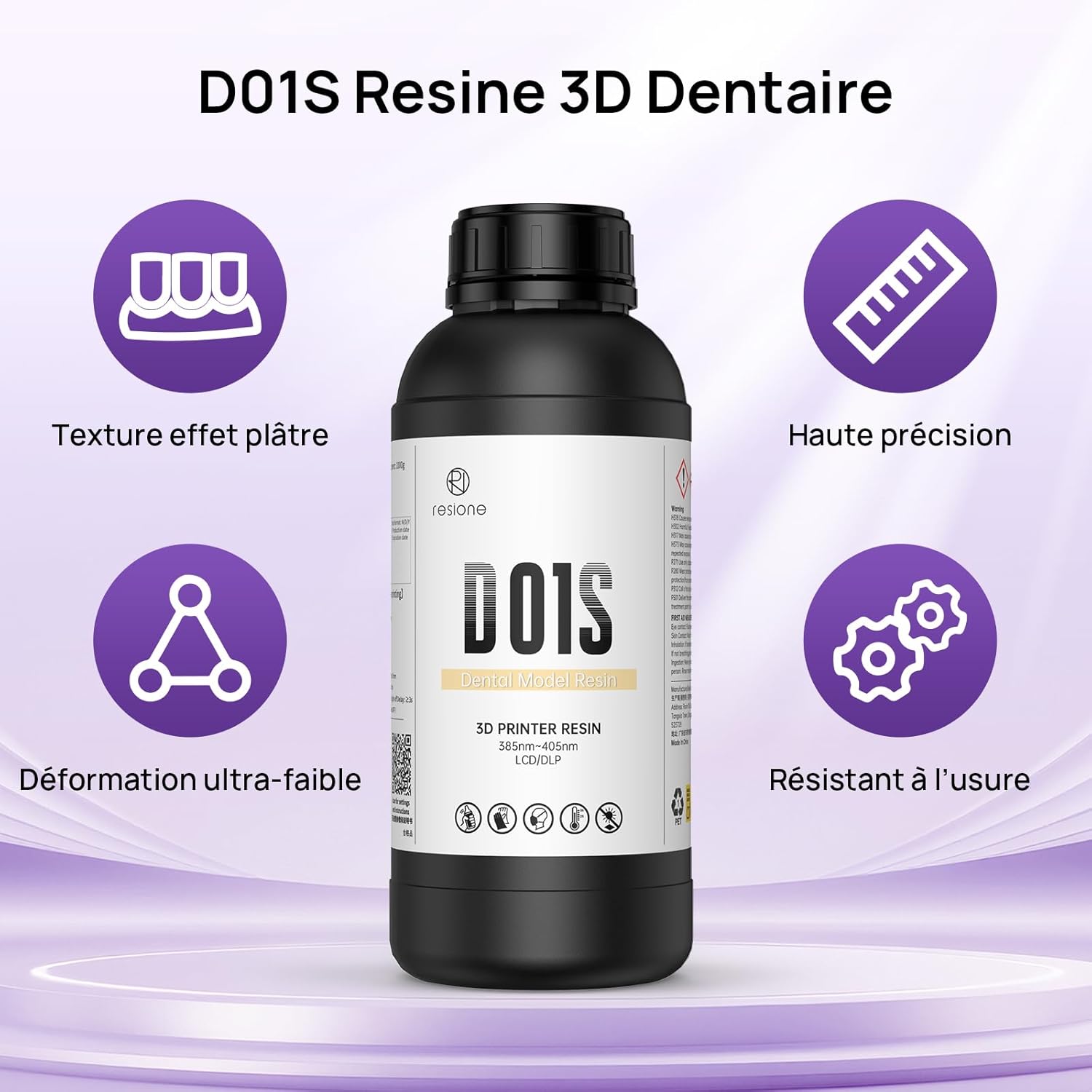 RESIONE D01S Résine de Modèle Dentaire - Resine Imprimante 3D avec Haute Précision pour Restauration Dentaire & Implant & Modèles d'Étude (Couleur coquillage-1KG)