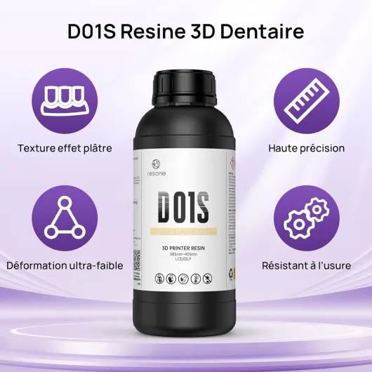 RESIONE D01S Résine de Modèle Dentaire - Resine Imprimante 3D avec Haute Précision pour Restauration Dentaire & Implant & Modèles d'Étude (Couleur coquillage-1KG)