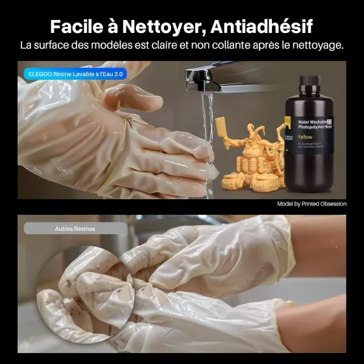 Résine Imprimante 3D Lavable à l'Eau 2.0, Gris 1000g, Durcissement Rapide pour Imprimantes 3D LCD/DLP/MSLA, Resine Lavable à l'Eau 2.0 à Polymérisation UV 395-405 nm, Haute Durabilité 1000g Gris