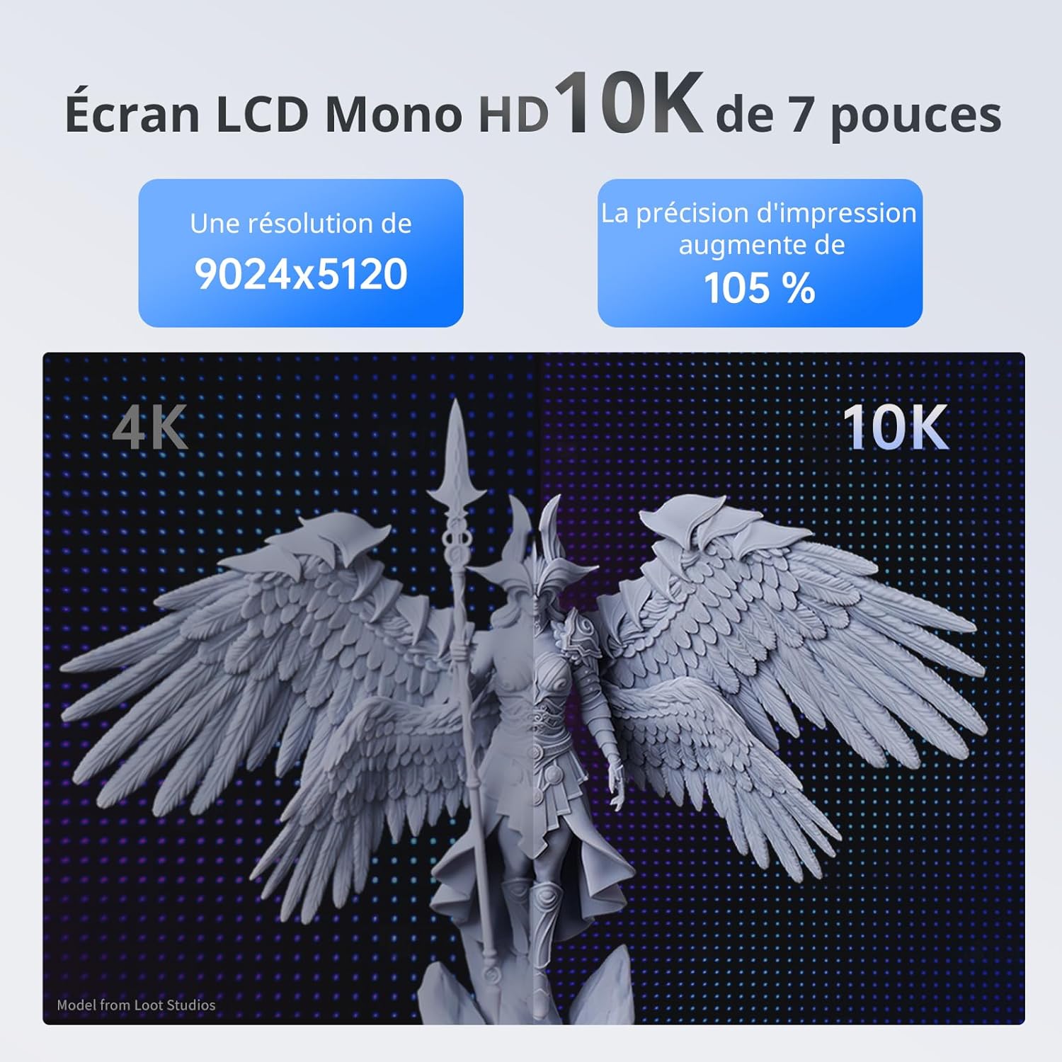 Photon Mono4 Imprimante 3D Résine 7" 10K Mono LCD, Volume 153,4×87×165mm, Technologie LighTurbo, Haute Précision & Résultats Ultra‑Lisses, Facile pour Débutants et Experts Photon Mono 4